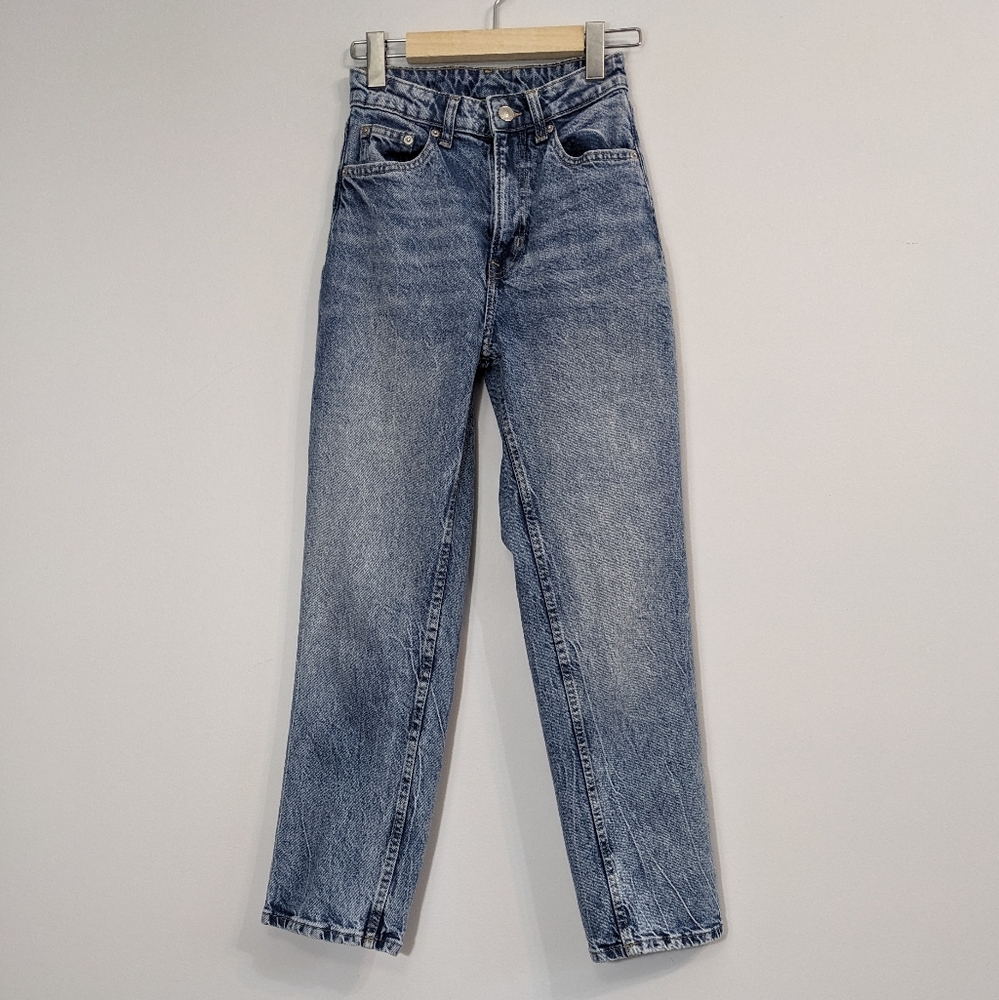 H&M Slim Straight High Ankle Jeans, Blue 0
